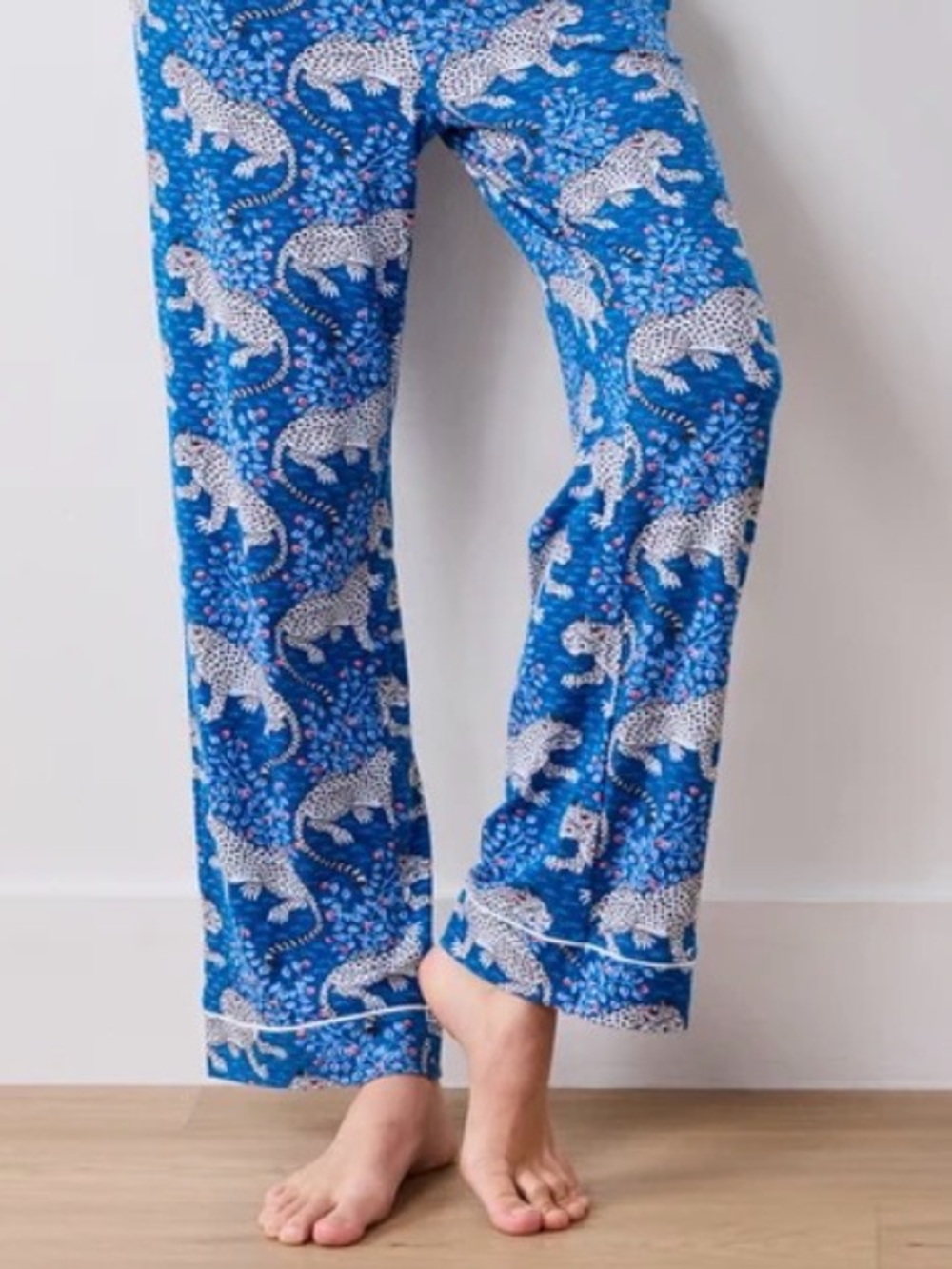 Printfresh Women’s Blue Bagheera Leopard Lounge Pajama Pants 100% Organic Cotton